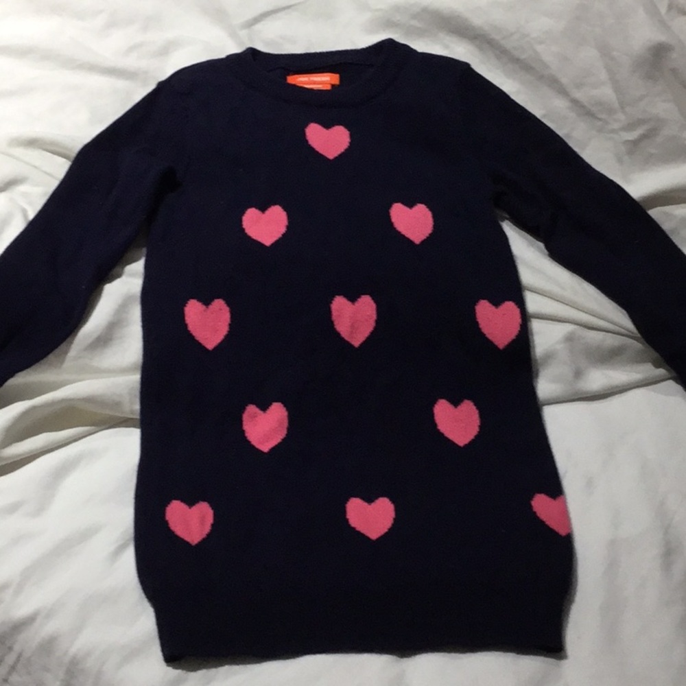 Joe fresh 2t navy hot/pink heart sweater dress euc